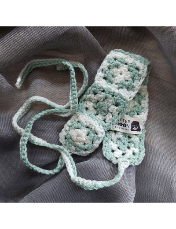 Granny square headband: lichtgroen - wit